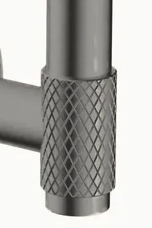 The same diamond knurl in brushed gun metal