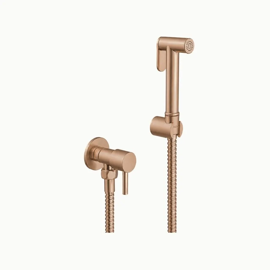 Hand bidet set with angle valve, brushed rose gold