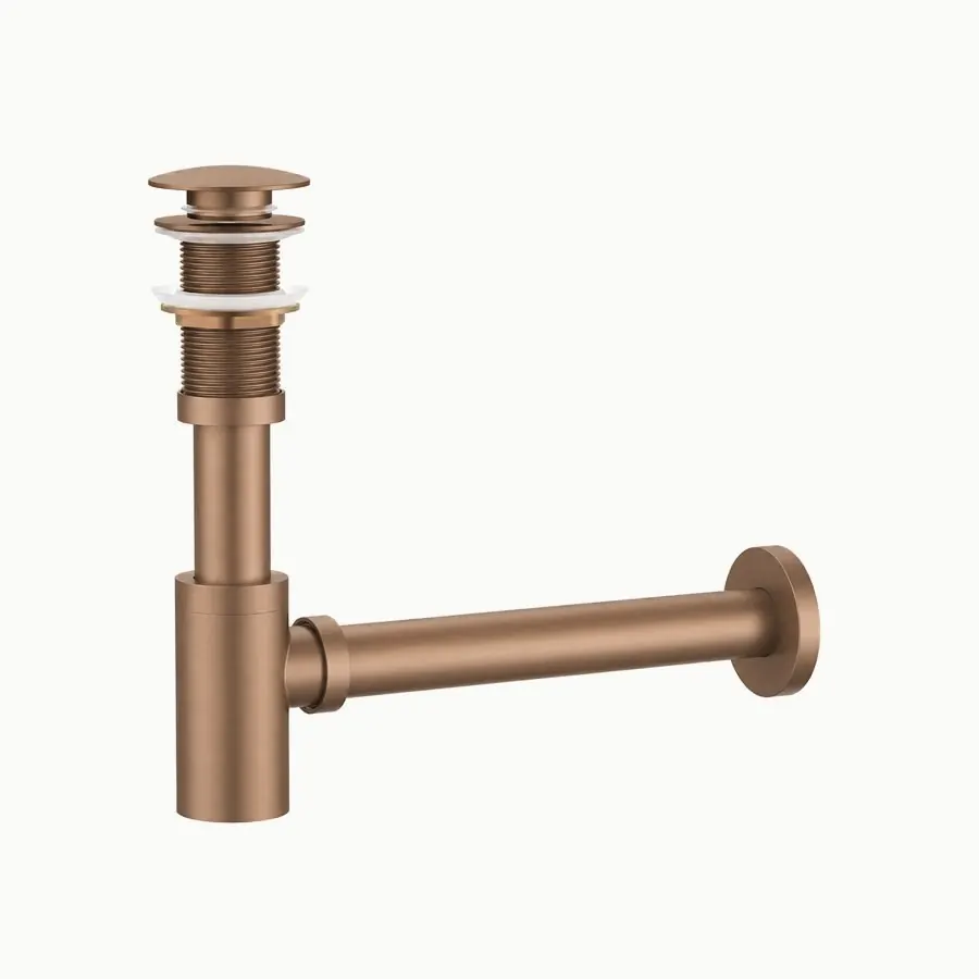 Pop-up drain and siphon, brushed rose gold
