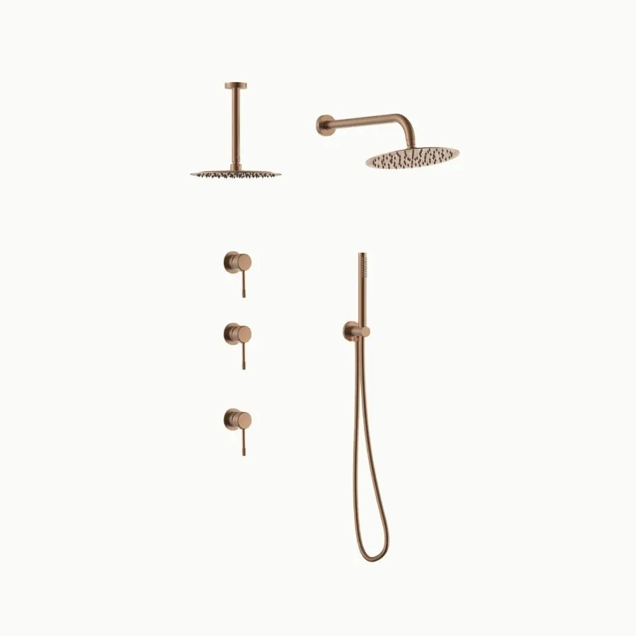 Full concealed shower set, brushed rose gold