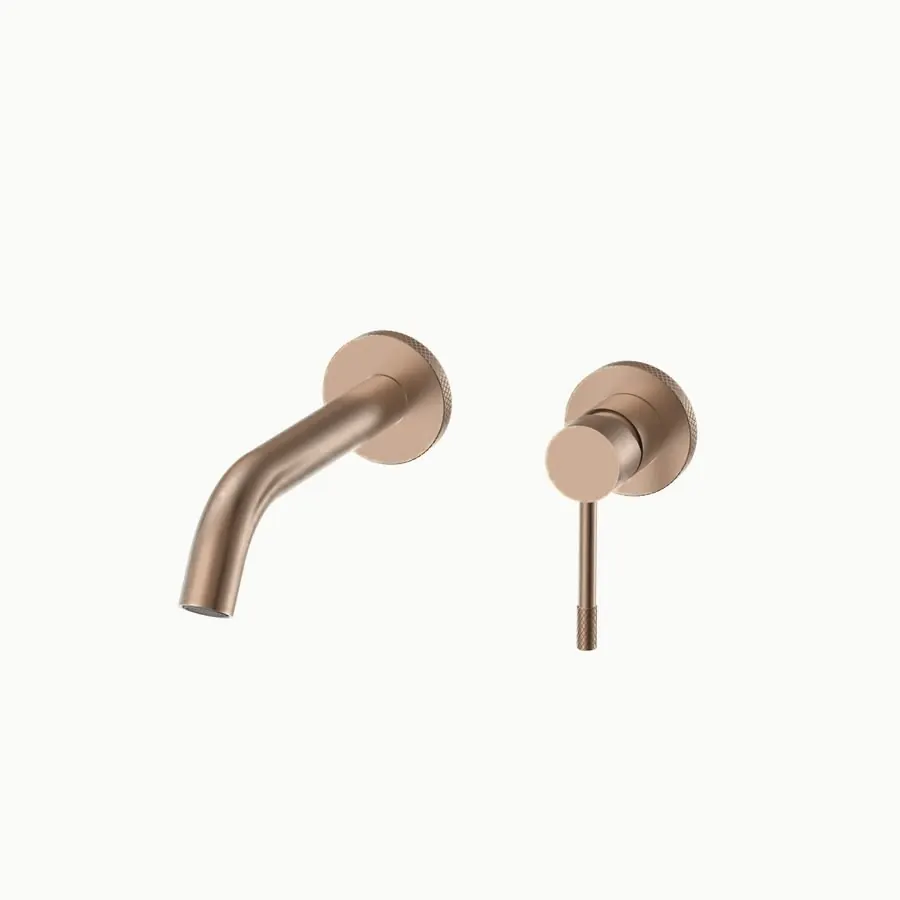 Wall-mount basin faucet, brushed rose gold