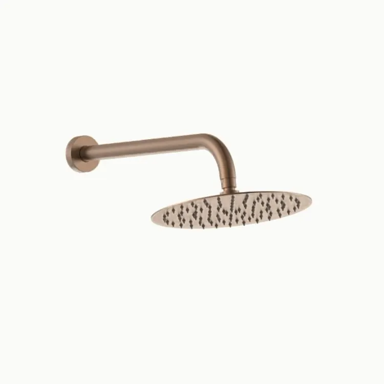 Wall shower with rain head, brushed rose gold