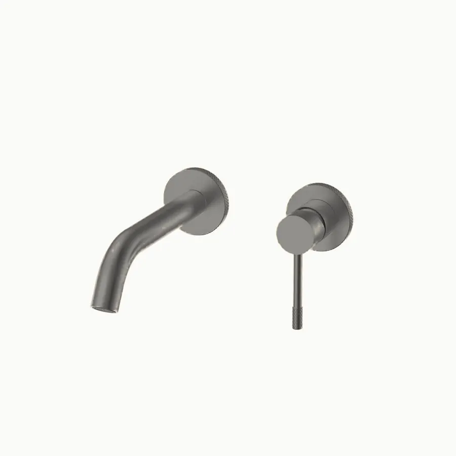 Wall-mount basin faucet, brushed gun metal