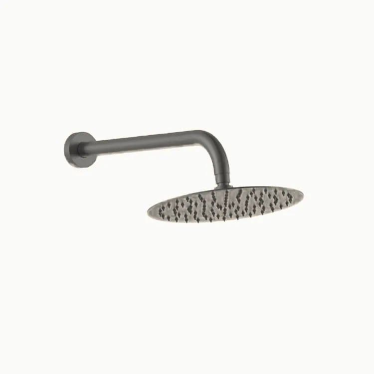 Wall shower with rain head, brushed gun metal